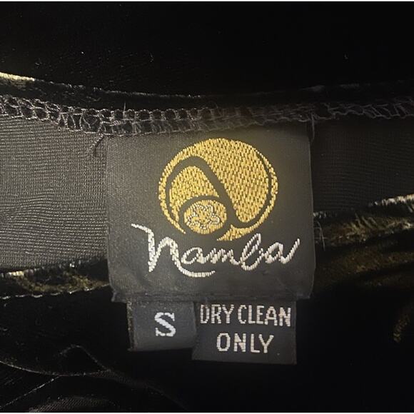 Anne Namba Women's S Black Silk Velvet Asian Cranes Sleeveless Maxi Dress EUC - Picture 3 of 3